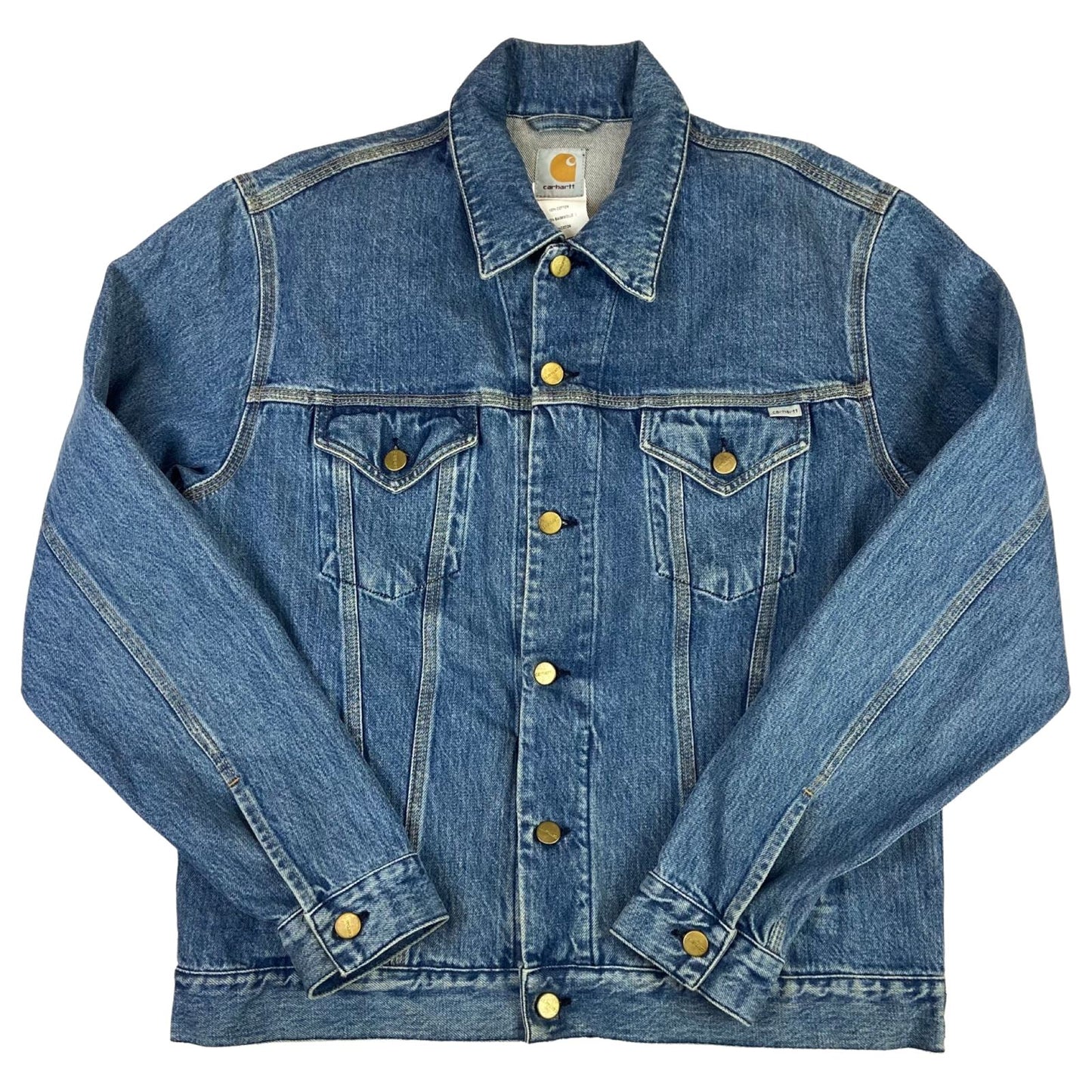 Vintage 2002 Light Wash Denim Carhartt Button Up Jacket Workwear 100% Cotton L