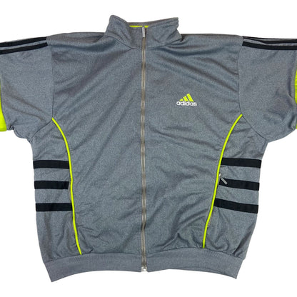 Vintage 1990's Grey, Black and Lime Green Adidas Zip-Up Track Jacket Extra Large