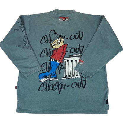 Vintage 00s Y2k Faded Blue Bad + Mad Graphic Printed Sweatshirt Skate XL