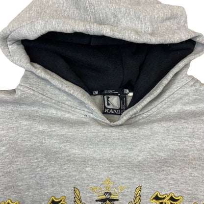 Vintage Y2K Grey Karl Kani Gold Detailing Embroidered Velour Graphic Hoodie XL