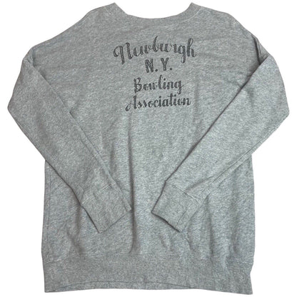 Vintage 90s 00s Grey Tied Graphic Print Crew Neck Jumper L