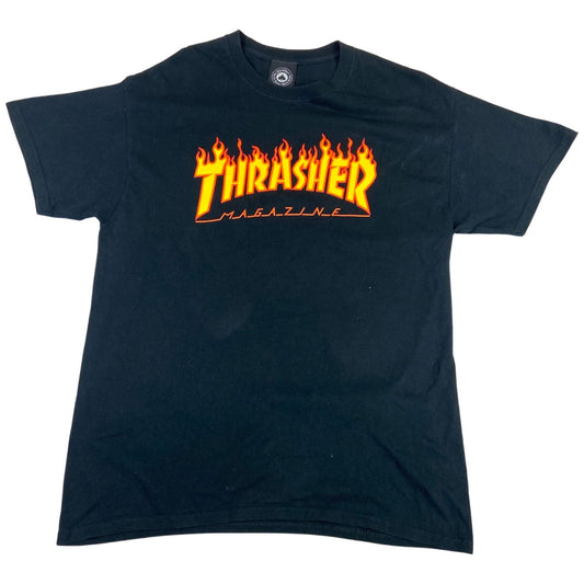 00s Thrasher Magazine Skateboarding Flame Logo T-Shirt Large