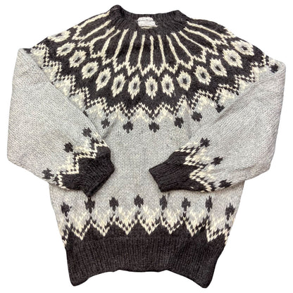 VTG ICELANDIC STYLE HANDKNIT JUMPER SWEATER SCANDINAVIAN NORWEGIAN 47” (44) L