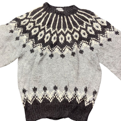 VTG ICELANDIC STYLE HANDKNIT JUMPER SWEATER SCANDINAVIAN NORWEGIAN 47” (44) L