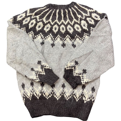 VTG ICELANDIC STYLE HANDKNIT JUMPER SWEATER SCANDINAVIAN NORWEGIAN 47” (44) L