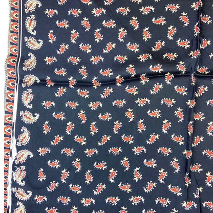 Vintage 70s 80s Black Red Paisley Print Scarf