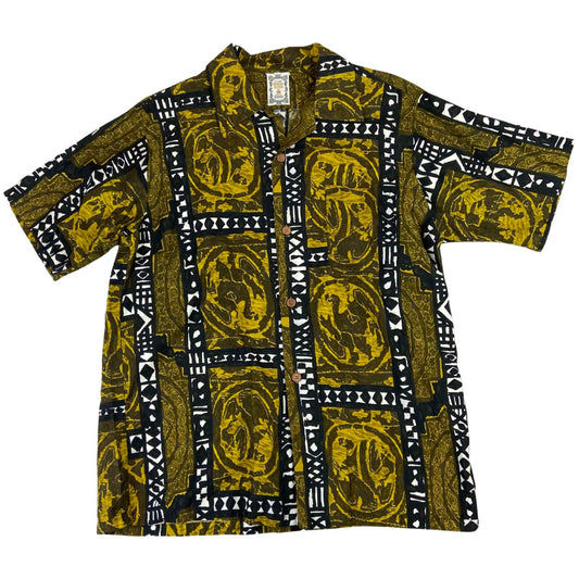 VTG 60s CROWN HAWAIIAN ALOHA SHIRT ROCKABILLY HOT ROD TIKI 43” (40) M