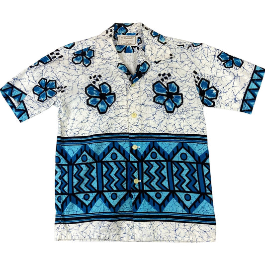 VTG HI-DANDY BARKCLOTH HAWAIIAN ALOHA SHIRT ROCKABILLY HOT ROD TIKI 39” (36) S