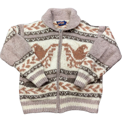 VTG NATIVE CANADIAN  COWICHAN INDIAN STYLE CARDIGAN  ROCKABILLY 43” (40) M