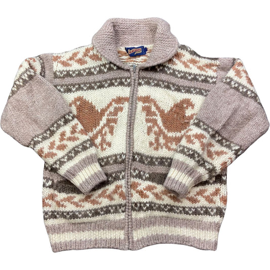 VTG NATIVE CANADIAN  COWICHAN INDIAN STYLE CARDIGAN  ROCKABILLY 43” (40) M