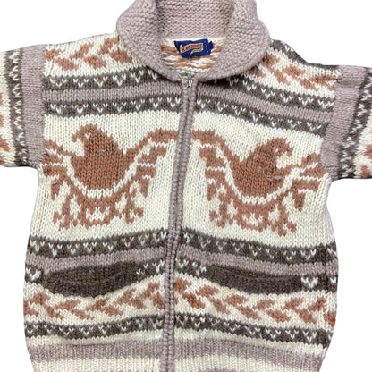 VTG NATIVE CANADIAN  COWICHAN INDIAN STYLE CARDIGAN  ROCKABILLY 43” (40) M