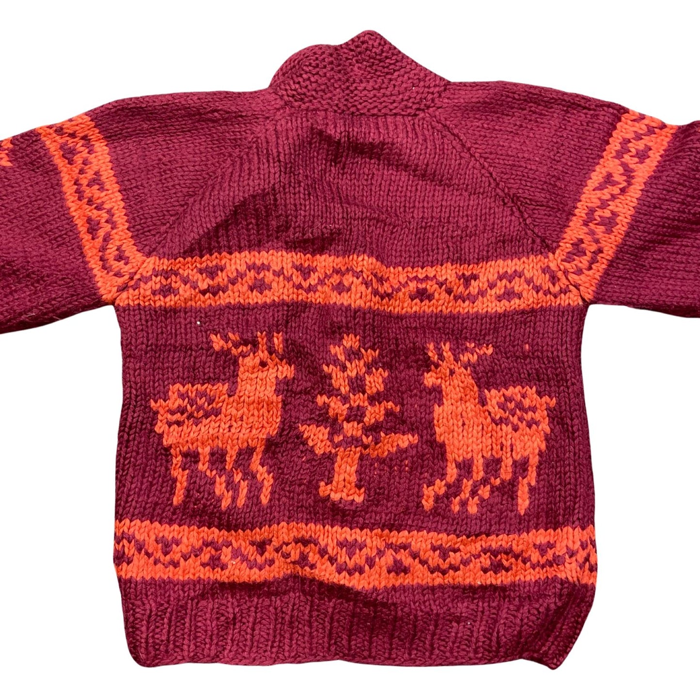 VTG NATIVE CANADIAN AMERICAN COWICHAN INDIAN HAND KNIT CARDIGAN 42” (38) M