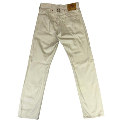 VTG 90s LEVIS 701-11 BIG E WHITE TAB CREAM CINCH RIBBED COTTON JEANS 29” W 33”L