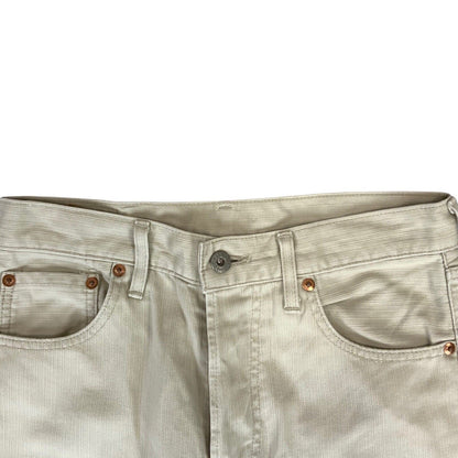 VTG 90s LEVIS 701-11 BIG E WHITE TAB CREAM CINCH RIBBED COTTON JEANS 29” W 33”L
