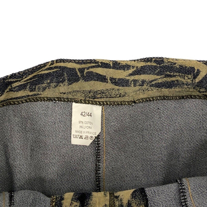 Vintage 90s 00s Darkwash Denim Velour Patterned Flared Jeans S 8 10 W28 L30