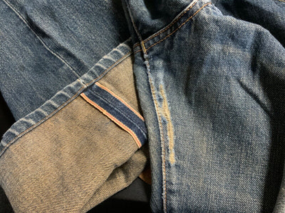 VTG STYLE EDWIN 505X JAPANESE REDLINE SELVEDGE DISTRESSED JEANS 29” W 32”L