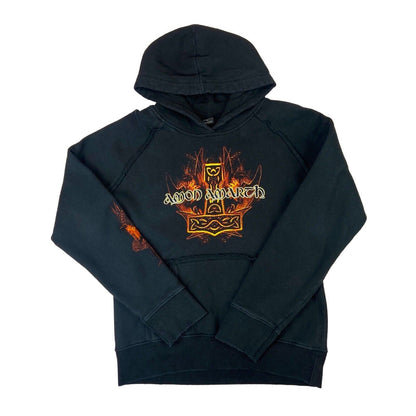 Vintage 00s Black Amon Amarth Graphic Merch Viking Metal Raw Hemmed Hoodie M