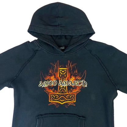Vintage 00s Black Amon Amarth Graphic Merch Viking Metal Raw Hemmed Hoodie M
