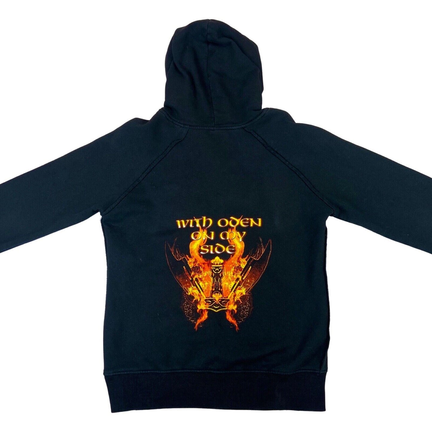 Vintage 00s Black Amon Amarth Graphic Merch Viking Metal Raw Hemmed Hoodie M