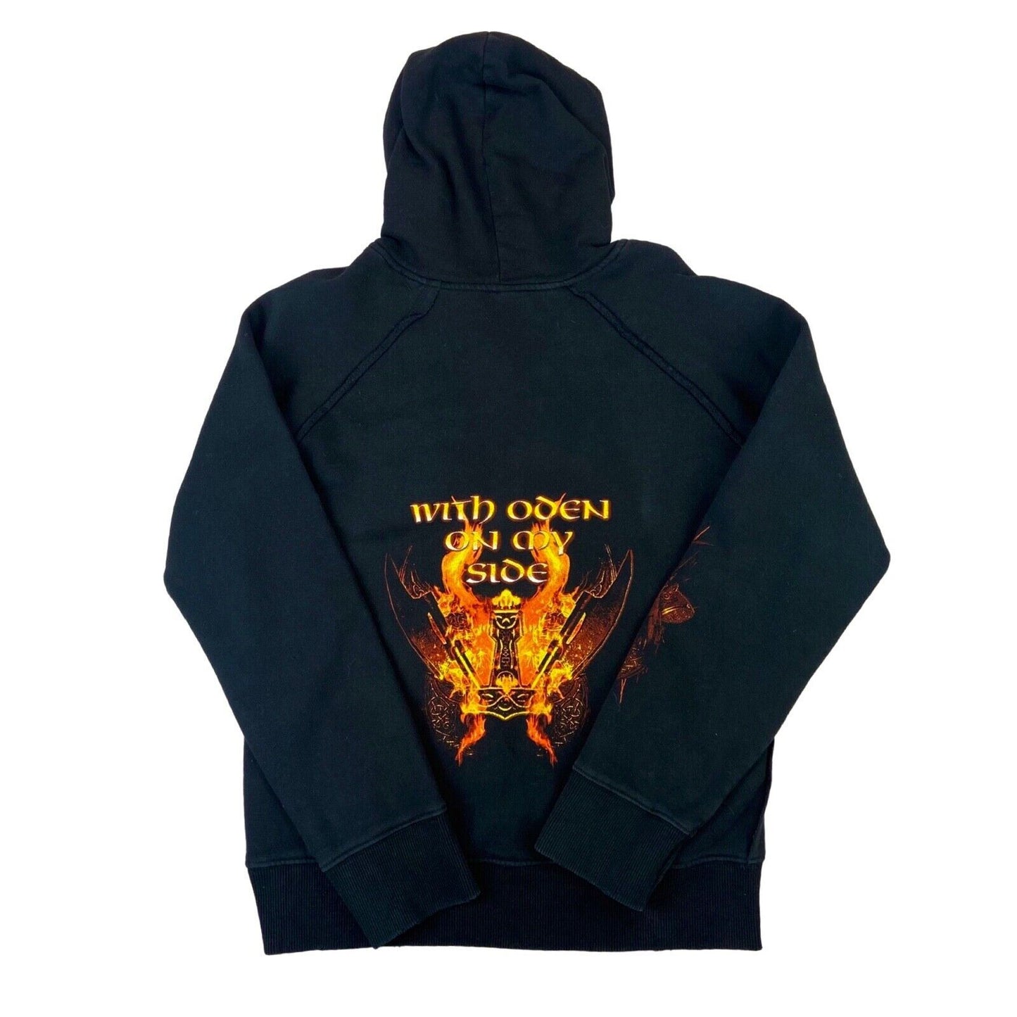 Vintage 00s Black Amon Amarth Graphic Merch Viking Metal Raw Hemmed Hoodie M