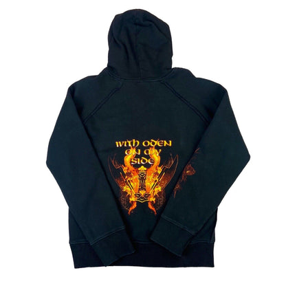 Vintage 00s Black Amon Amarth Graphic Merch Viking Metal Raw Hemmed Hoodie M