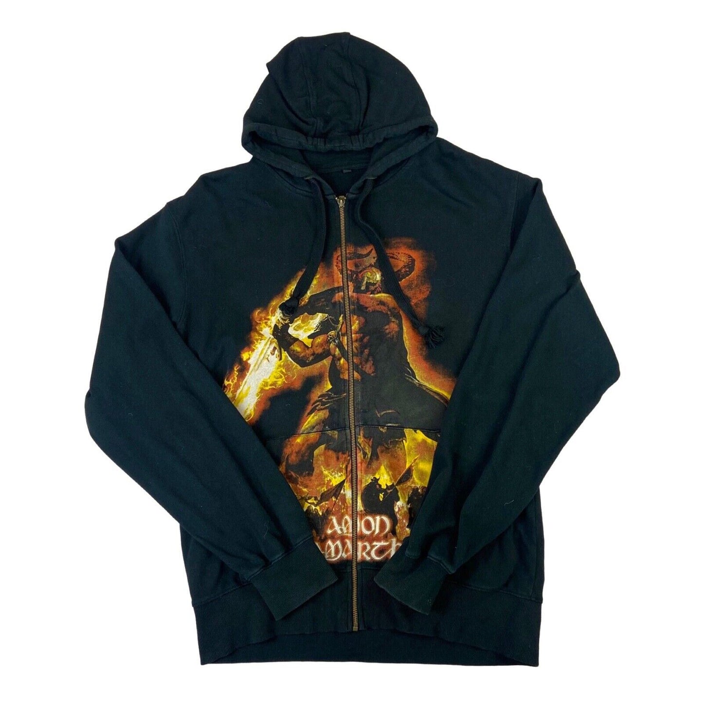 Preloved 2011 Black Amon Amarth Graphic Print Zip Up Hoodie Viking Metal Merch L