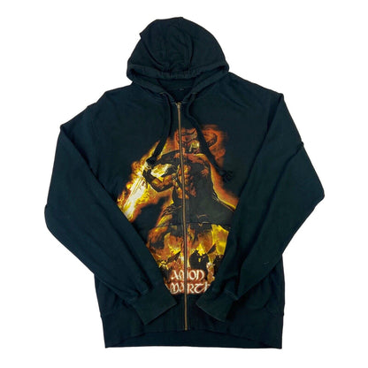 Preloved 2011 Black Amon Amarth Graphic Print Zip Up Hoodie Viking Metal Merch L