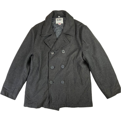 VTG BUSTER US NAVY PEACOAT WOOL DOUBLE BREASTED MILITARY ROCKABILLY 42” (38) S