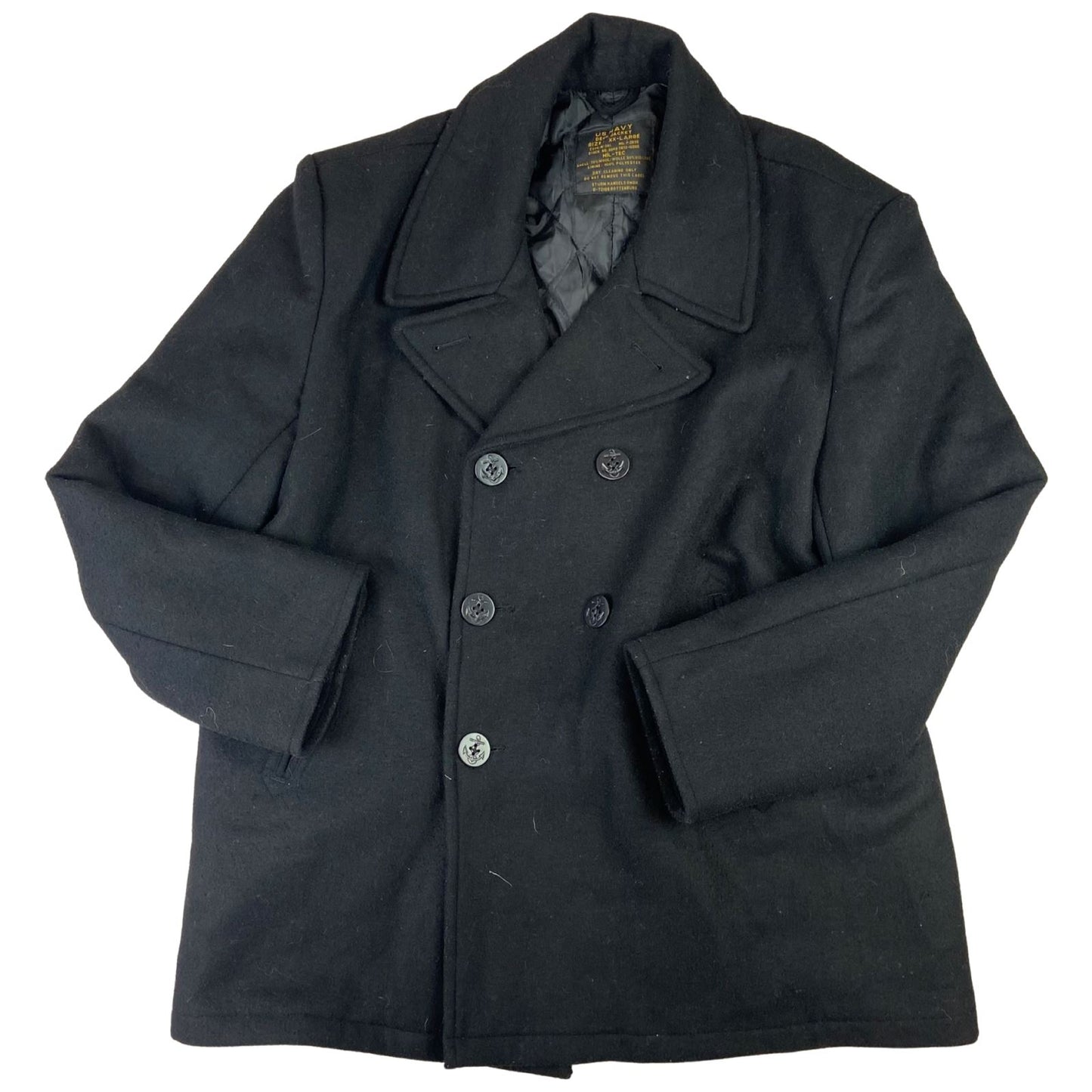 VTG MIL-TEC US NAVY PEACOAT WOOL DOUBLE BREASTED MILITARY ROCKABILLY 53 (50) XXL