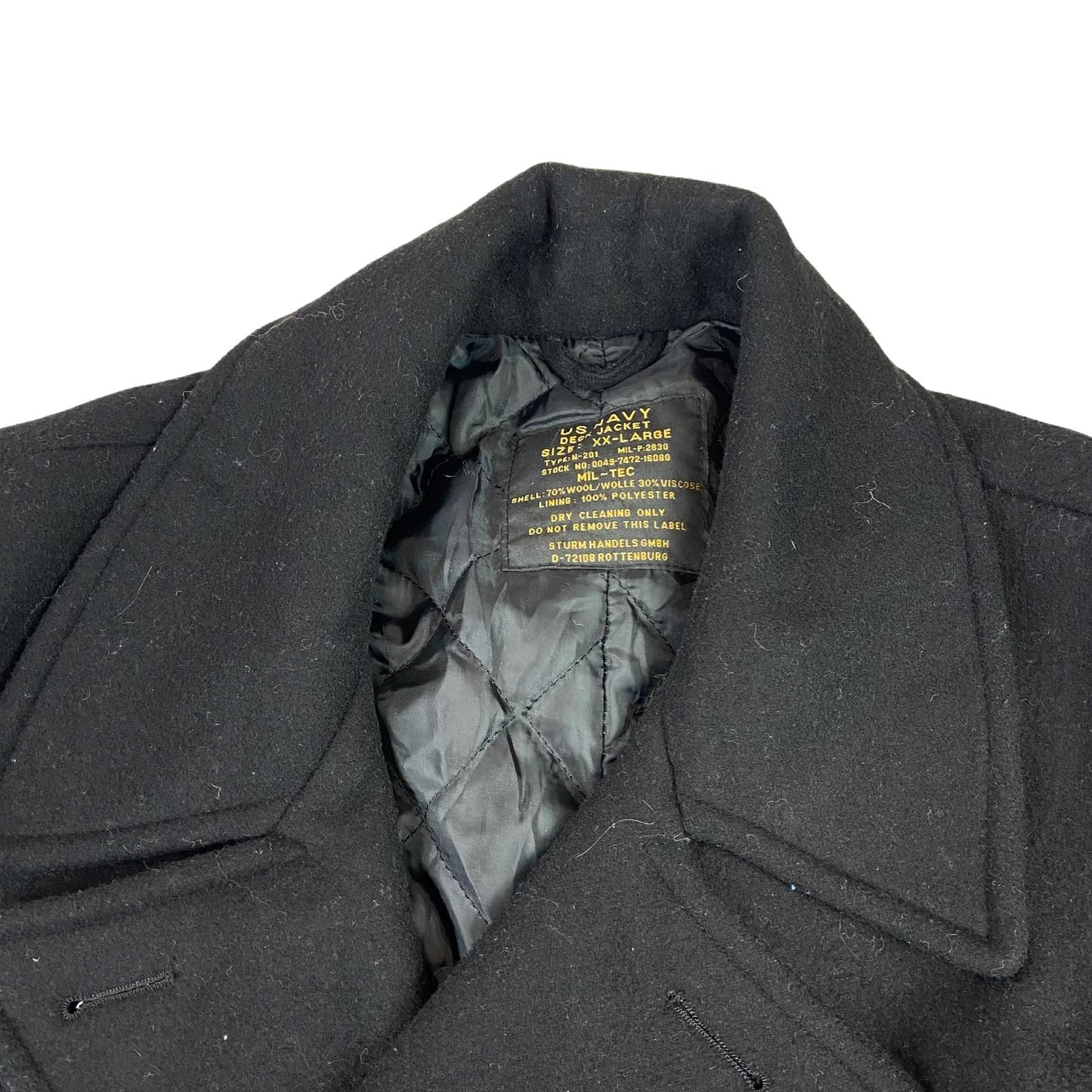 VTG MIL-TEC US NAVY PEACOAT WOOL DOUBLE BREASTED MILITARY ROCKABILLY 53 (50) XXL