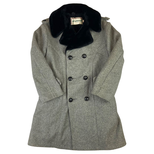 VTG 60s 70s LADIES USA McGREGOR WOOL CAR COAT FAUX FUR LINING SIZE 10