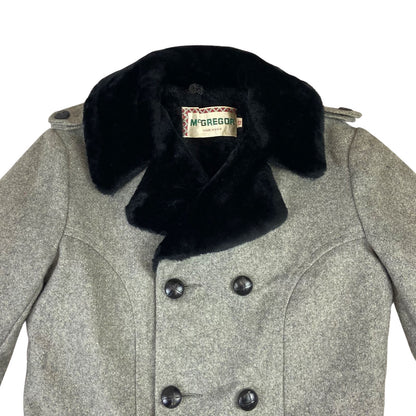 VTG 60s 70s LADIES USA McGREGOR WOOL CAR COAT FAUX FUR LINING SIZE 10
