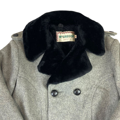 VTG 60s 70s LADIES USA McGREGOR WOOL CAR COAT FAUX FUR LINING SIZE 10