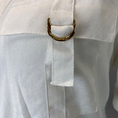 Vintage 00s White Gold Calvin Klein Button Down Blouse 14 16 L
