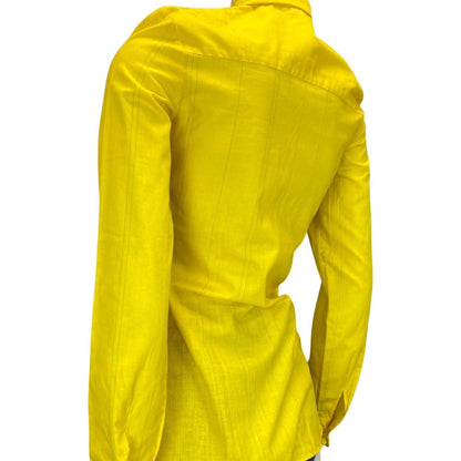 Vintage 90s 70s Style Yellow Cacharel Button Down Blouse 8 10 S