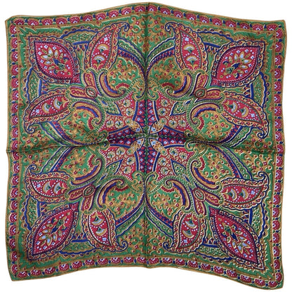 Vintage 90s 00s Pink Green Blue Paisley Floral Print Scarf