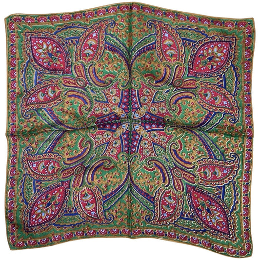Vintage 90s 00s Pink Green Blue Paisley Floral Print Scarf