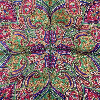 Vintage 90s 00s Pink Green Blue Paisley Floral Print Scarf