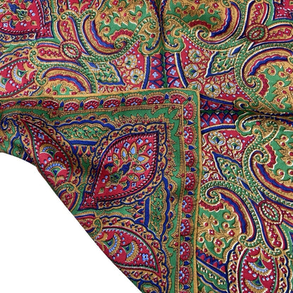 Vintage 90s 00s Pink Green Blue Paisley Floral Print Scarf