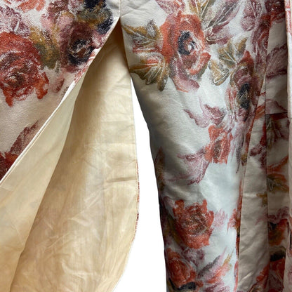 Vintage 70s 80s Cream Pink Flroal Glittery Sparkly  Komon Kimono XL