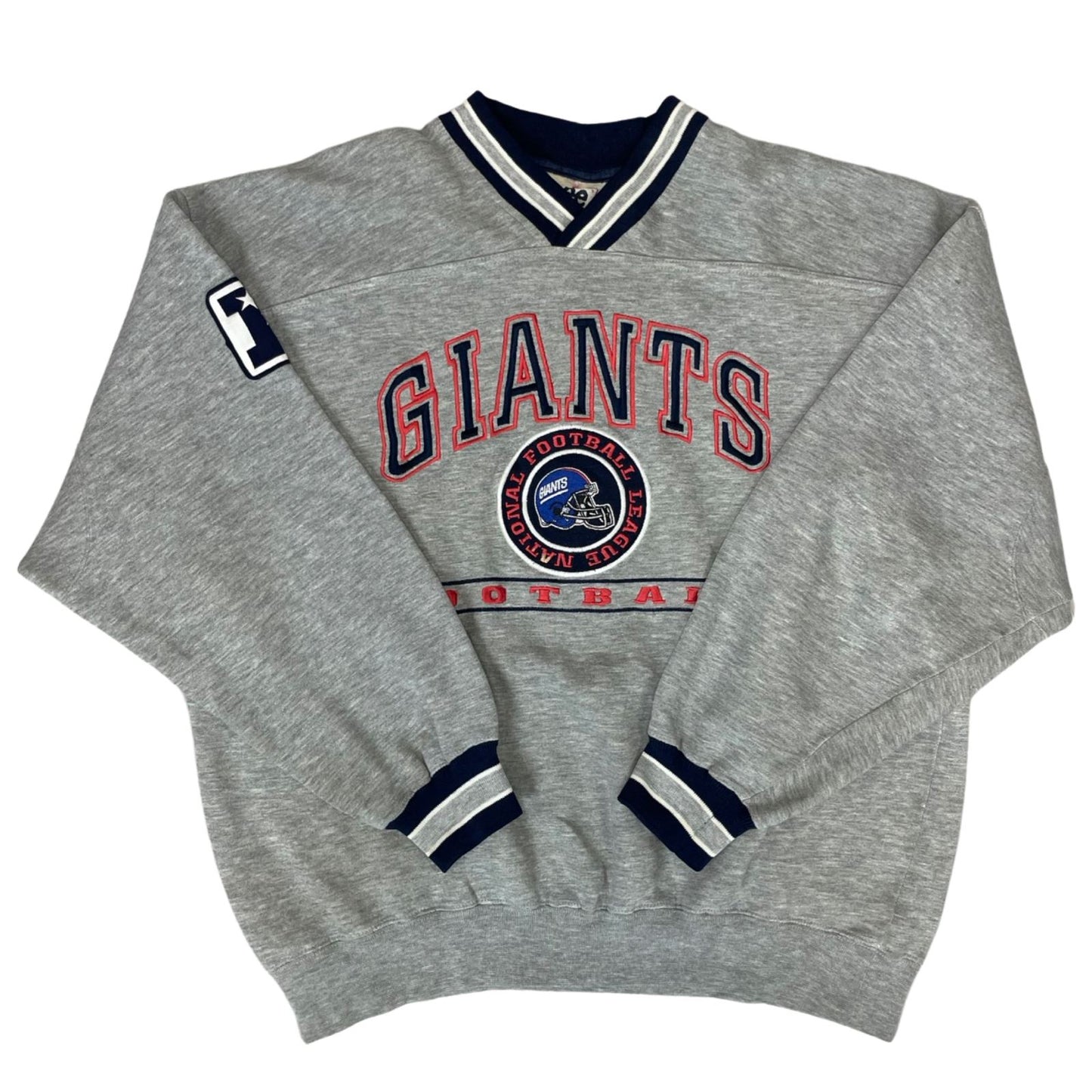 Vintage 90s 00s Grey Lee Sport Giants NFL Embroidered Graphic Sweater L