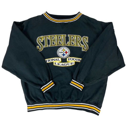 Vintage 90s 00s Black Yellow Logo Athletic Steelers NFL Embroidered Sweater XL