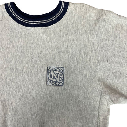 Vintage 90s Heather Grey Champion Reverse Weave Embroidered Varsity Sweater M