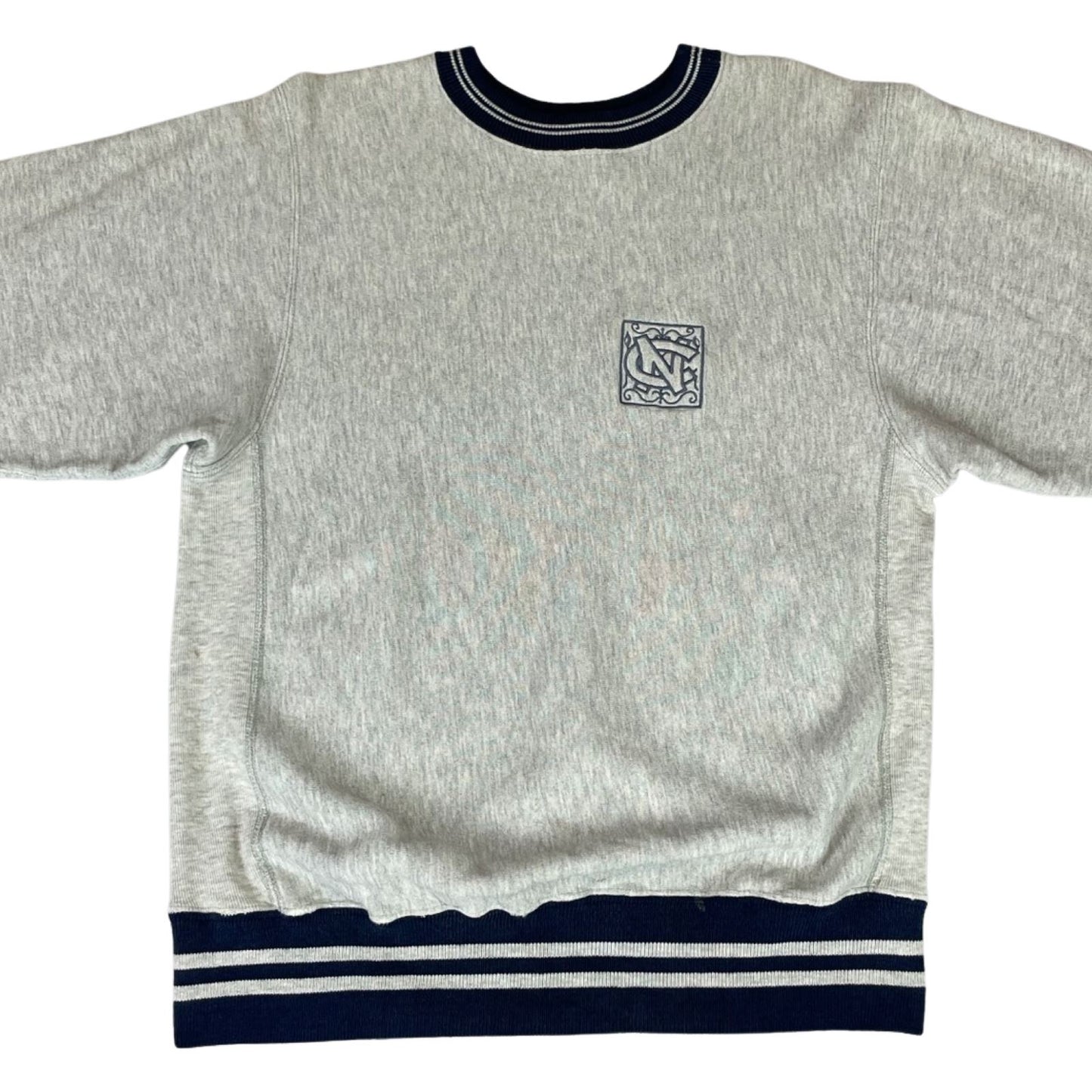 Vintage 90s Heather Grey Champion Reverse Weave Embroidered Varsity Sweater M