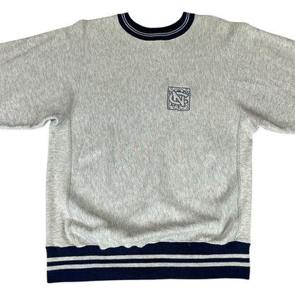 Vintage 90s Heather Grey Champion Reverse Weave Embroidered Varsity Sweater M