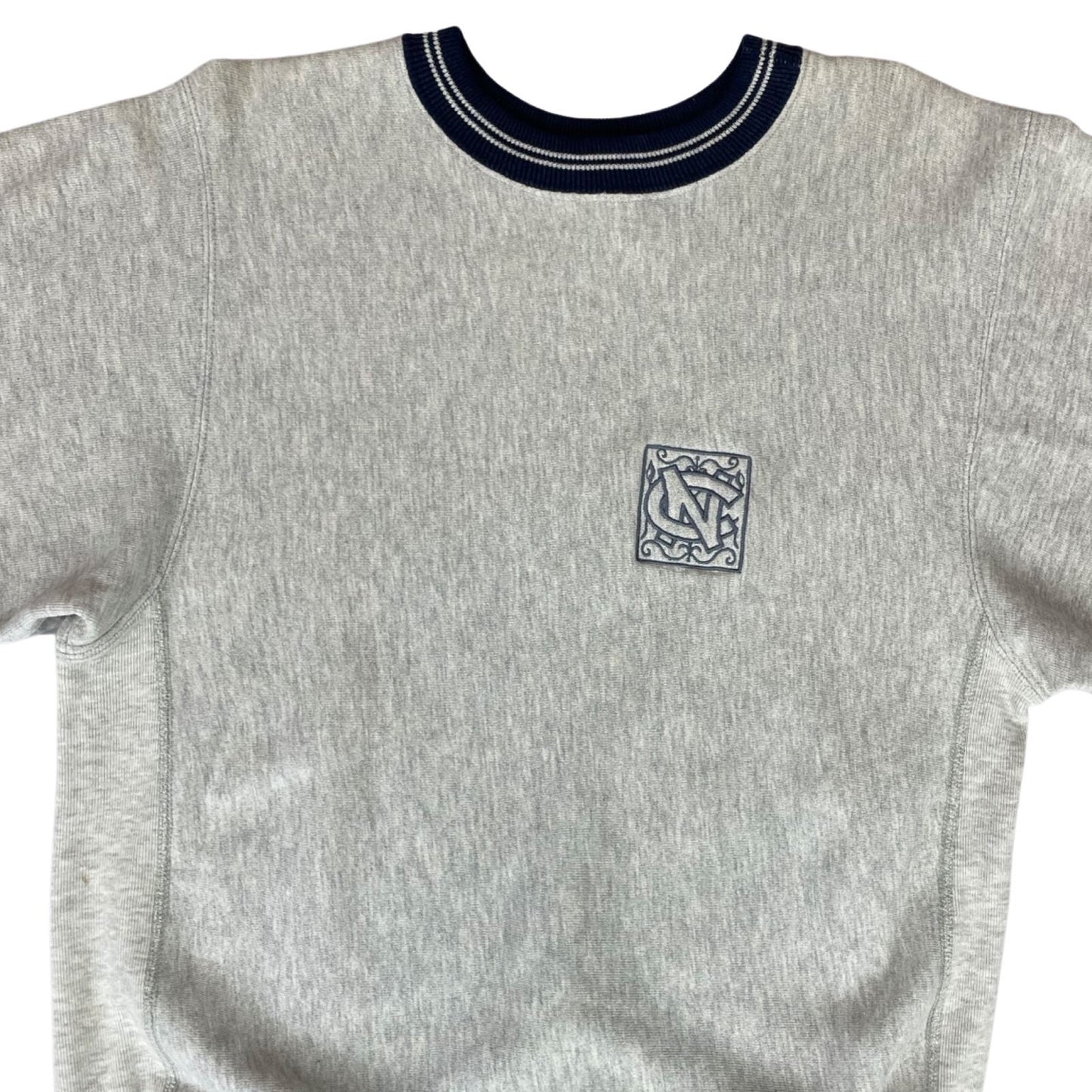 Vintage 90s Heather Grey Champion Reverse Weave Embroidered Varsity Sweater M