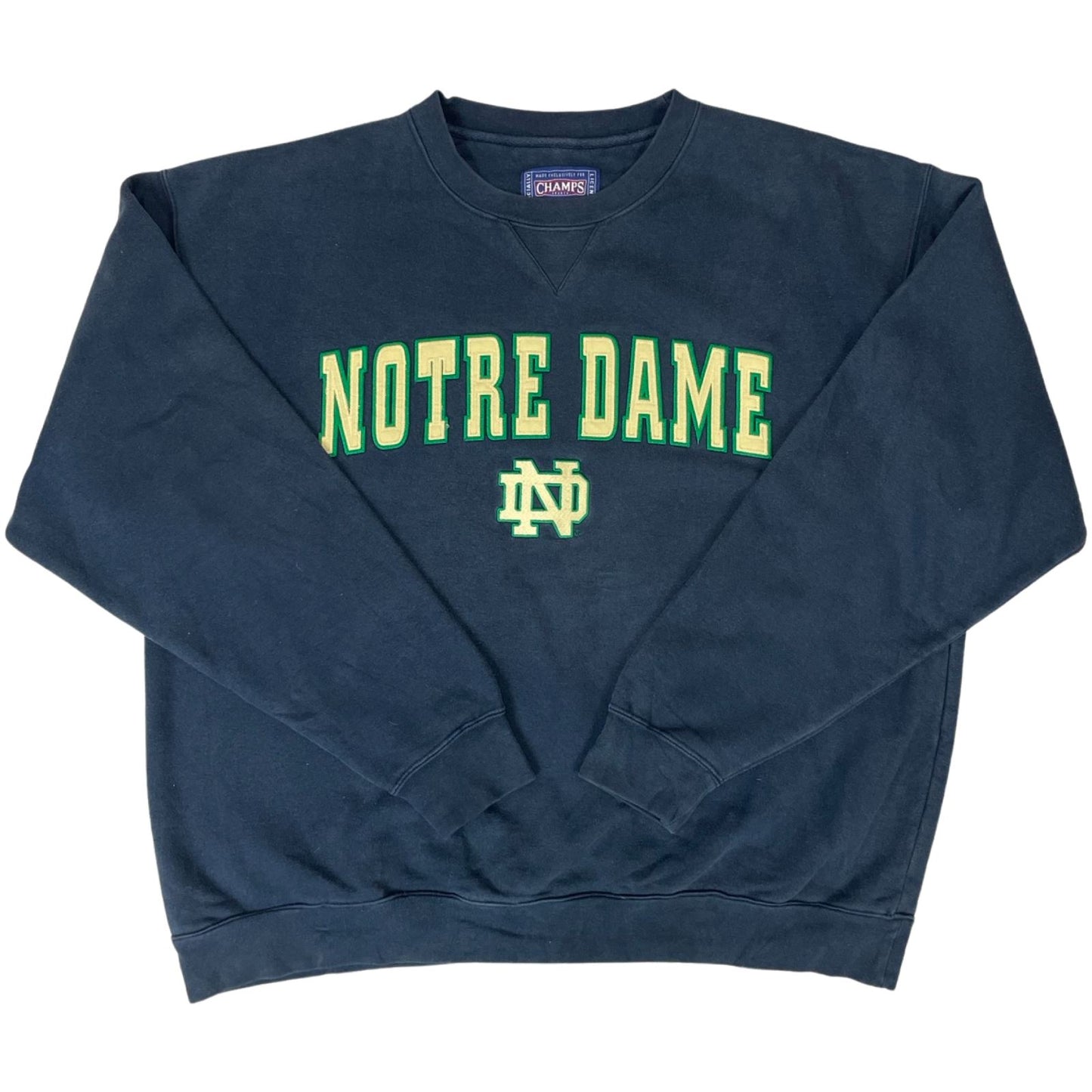 Vintage 90s Navy Yellow Champs Sport Embroidered Appliqué  Varsity Sweater XL