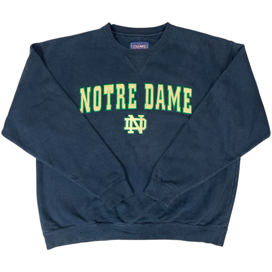 Vintage 90s Navy Yellow Champs Sport Embroidered Appliqué  Varsity Sweater XL