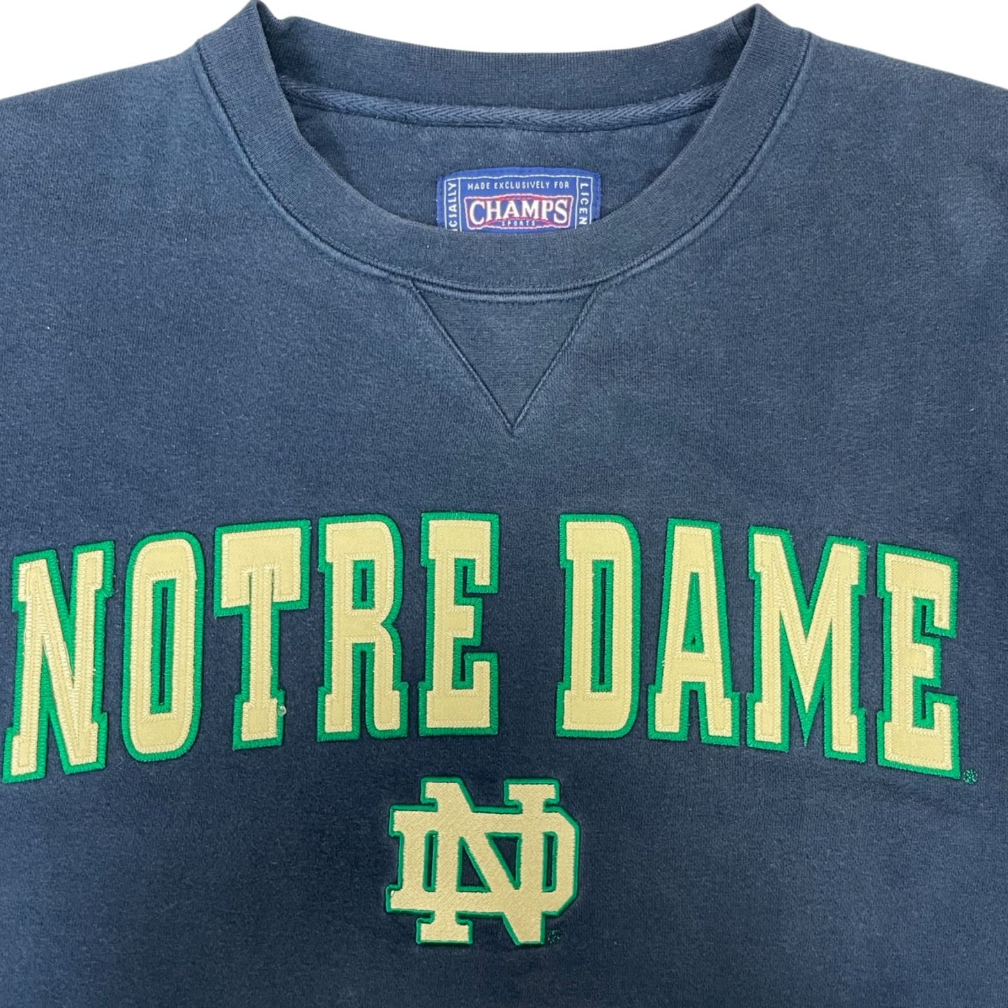 Vintage 90s Navy Yellow Champs Sport Embroidered Appliqué  Varsity Sweater XL