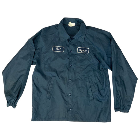 VTG 1970s SYSCO PAUL HARTWELL USA NYLON WORKWEAR JACKET WINDBREAKER SURFER 44” L